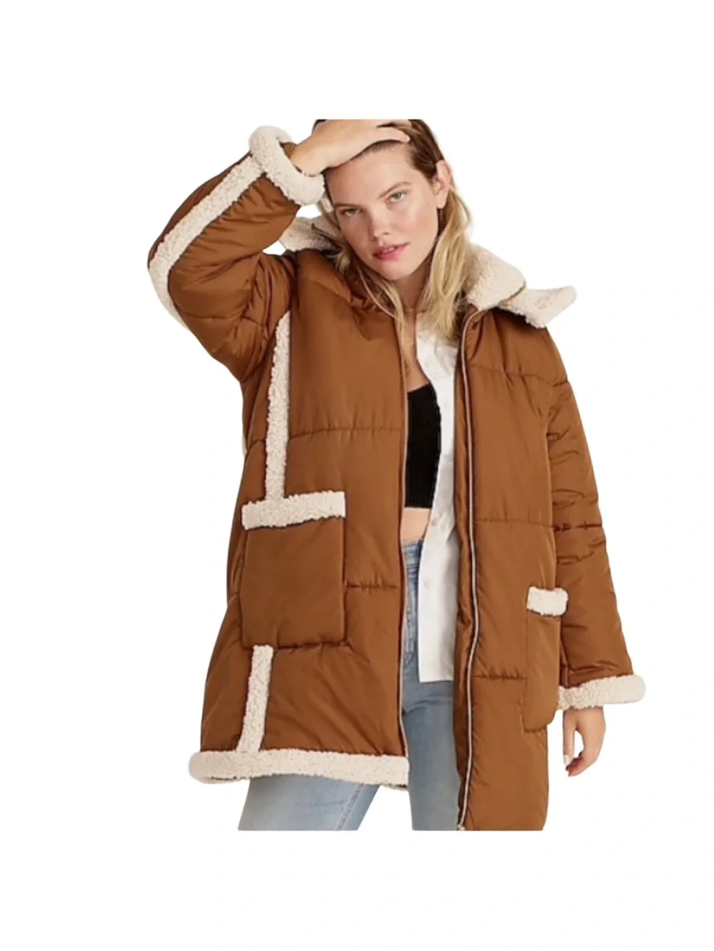 J.Crew Snowday Sherpa Trim Puffer Coat – Size Small Signature Puffer